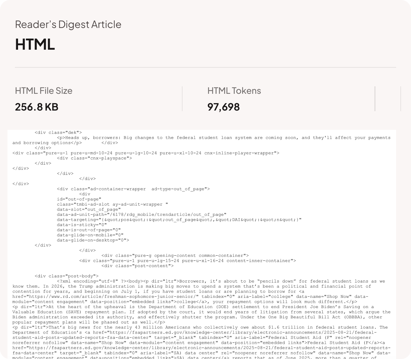 Readers Digest article — raw HTML (256.9 KB)