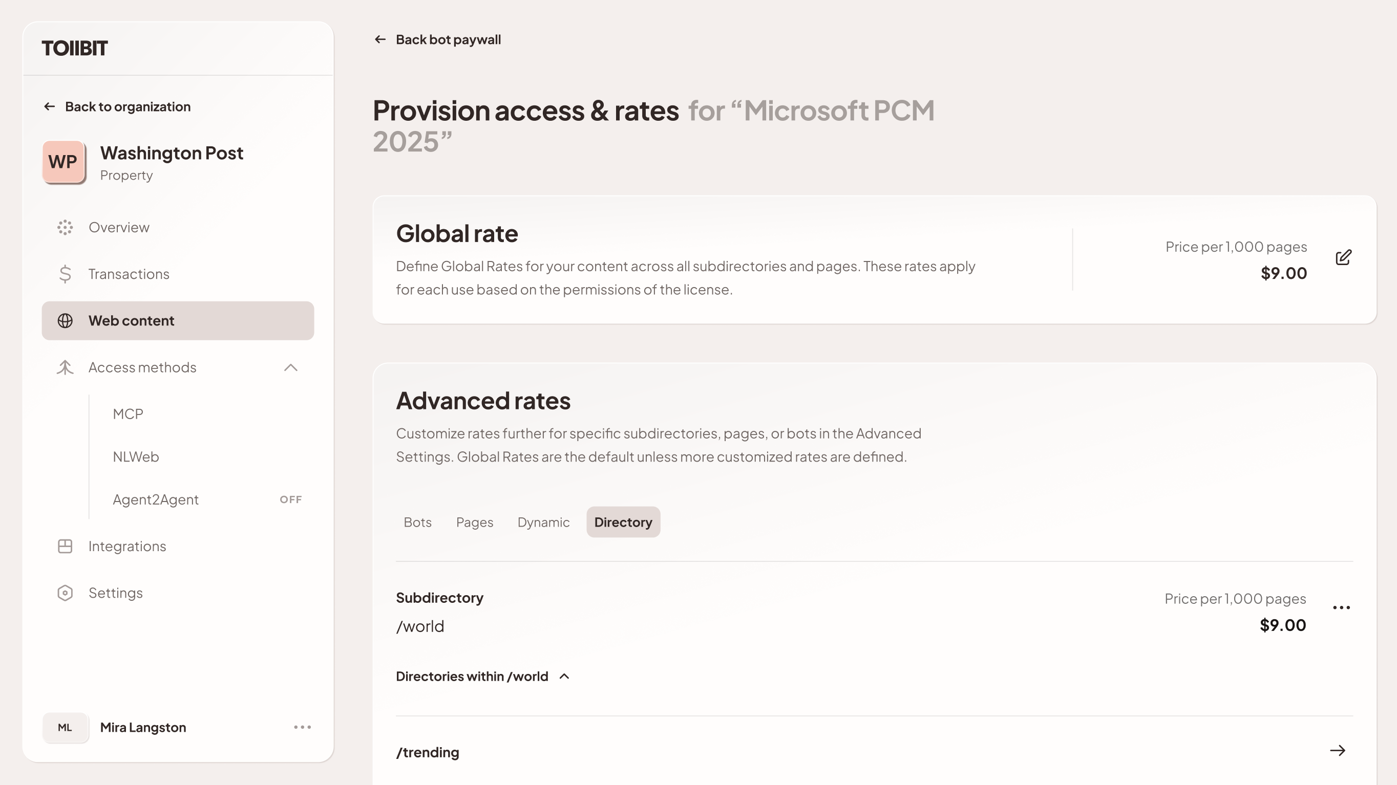 Value Signals Configuration
